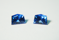 Trapezoid shaped blue Sapphires I cut from customer's sample stones.