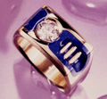 Small photo of a ring with lapis and diamond.