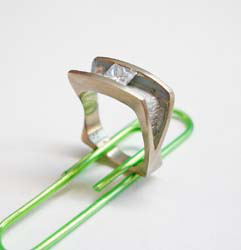 A white gold ring before it is inlaid with Lapis and Jadeite.