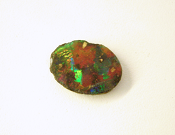 A Black Opal which is chipped on the sides.