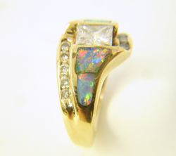 A side view of the ring with the new Opal inlay.