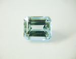 Photo of a light blue emerald cut Aquamarine.