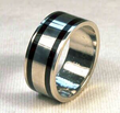 A platinum band inlaid 360 degrees around with Black Jade.