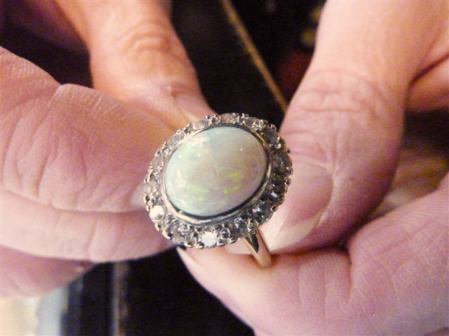 1950s Rainbow Natural Crystal Opal Ring Fire Opal Engagement Ring One -  Ruby Lane