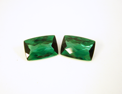 Photo of the finished matching set of green Tourmaline cushions.