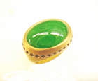 Ring with a beautiful intense green Imperial Jadeite cabochon which I re-polished.